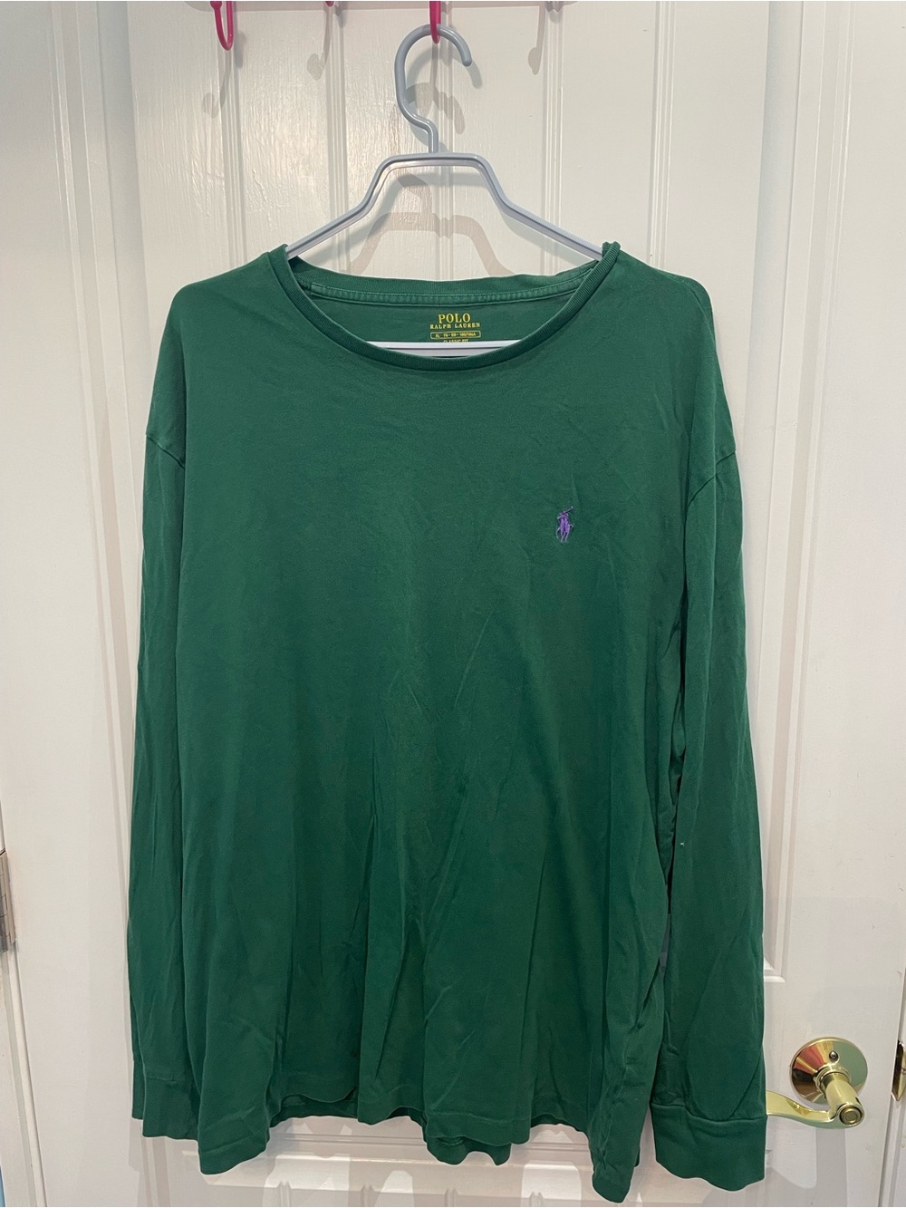 Polo by Ralph Lauren Forest Green Long-Sleeve Crewneck with Purple Pony